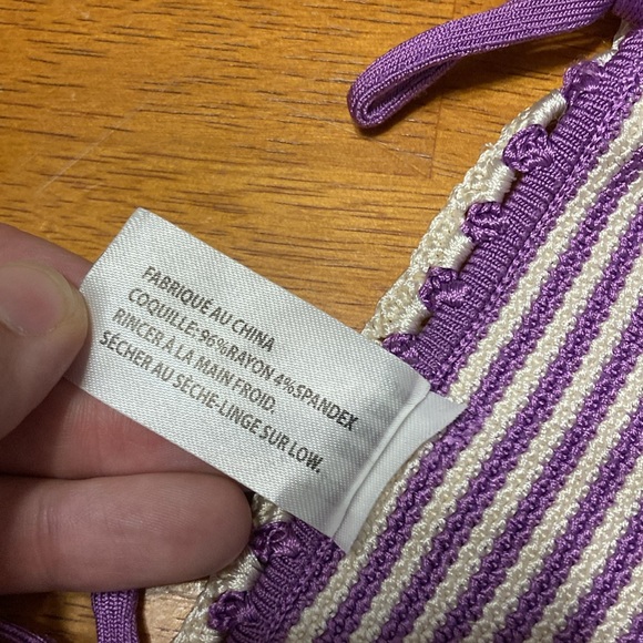 SOLID & STRIPED Womens Size XS Clara String Bikini Bottoms Striped Purple Ivory - Picture 6 of 12